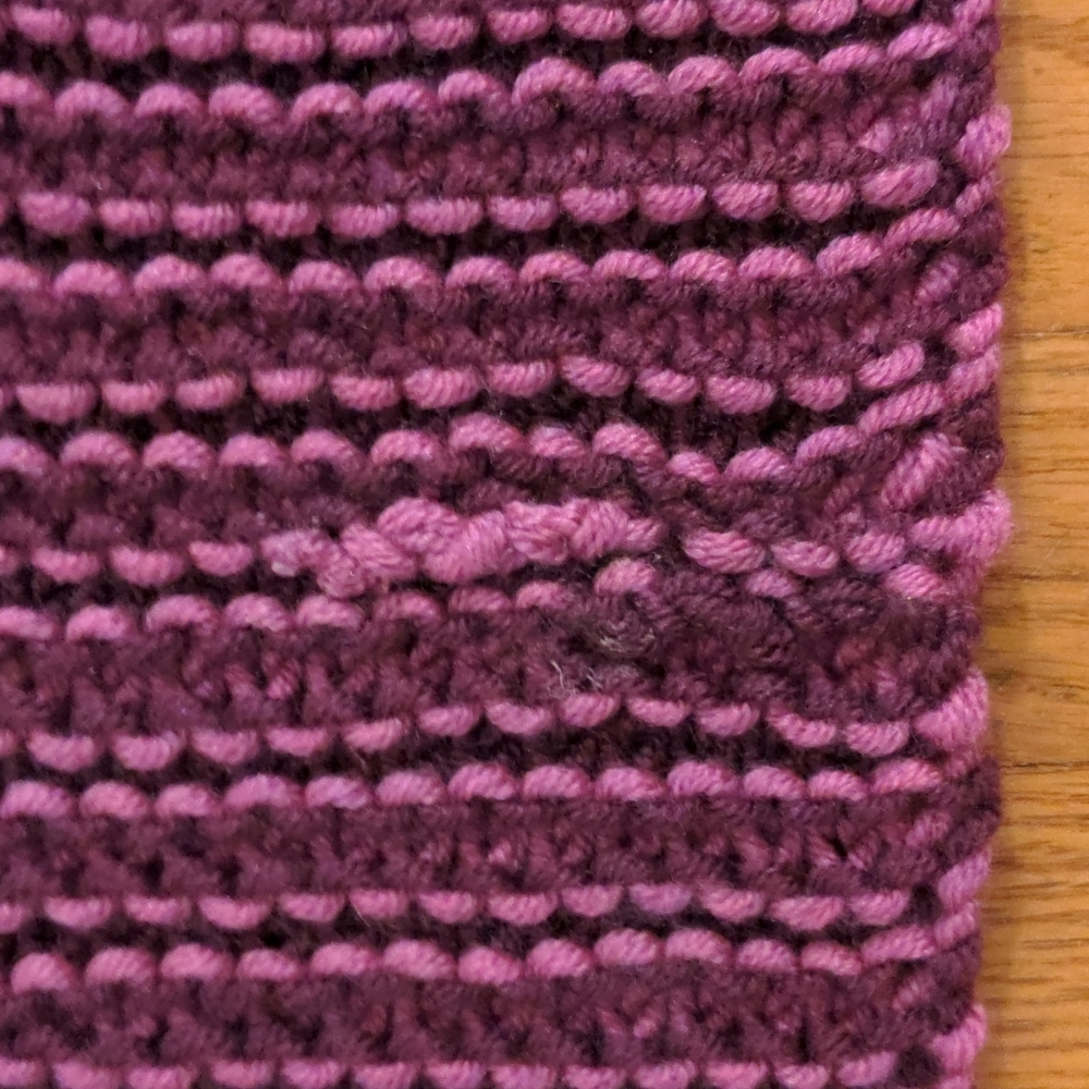 Hand Knit Plum and Fuschia Wool Acrylic Blend Blanket Scarf With FRINGE - Picture 7 of 8